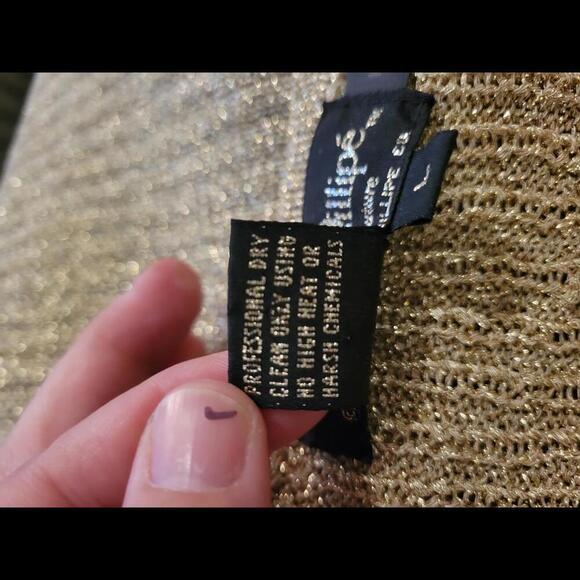 Vintage 80s Christine Phillipè large gold sleeveless sweater. Party! Glamour! - Picture 4 of 4